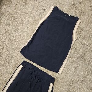 Zara Navy and Beige Two-Piece Set